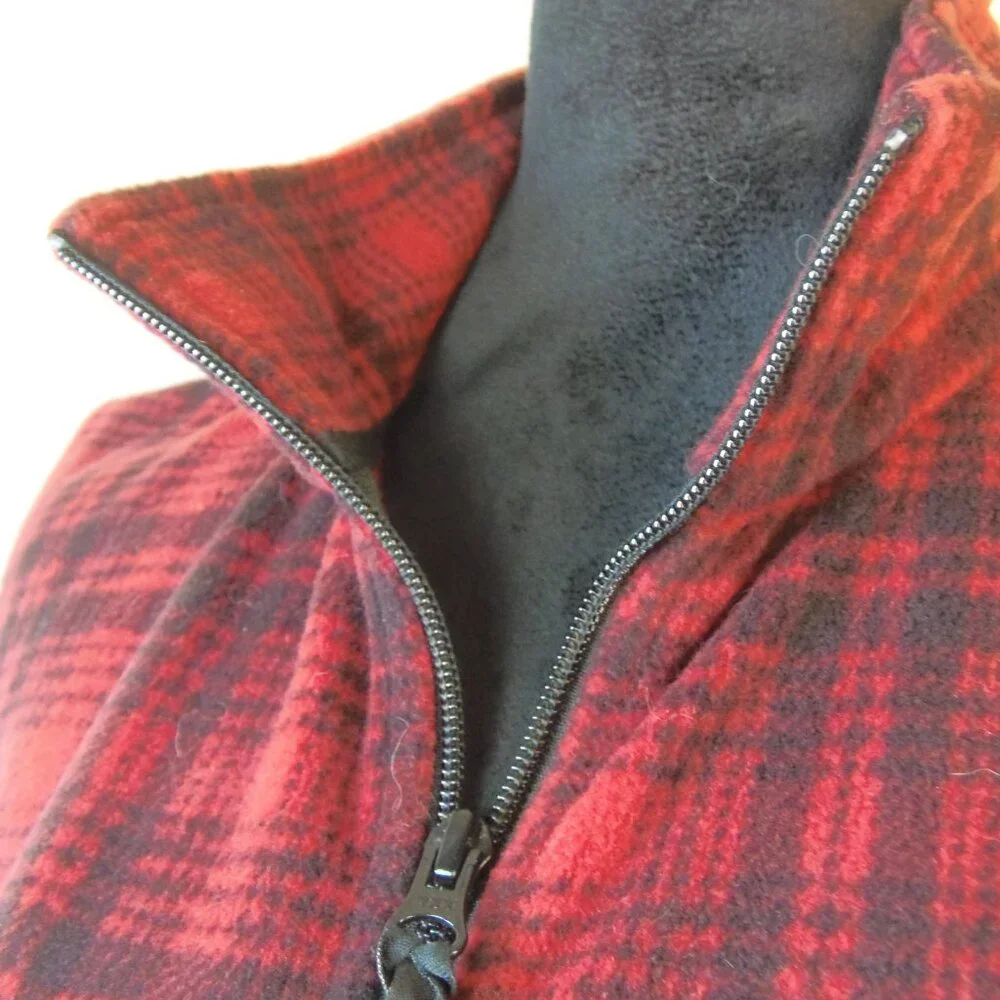 Woolrich Fleece Vest‎ Womens M Red Black Hunt Plaid Outdoor Lightweight Warm